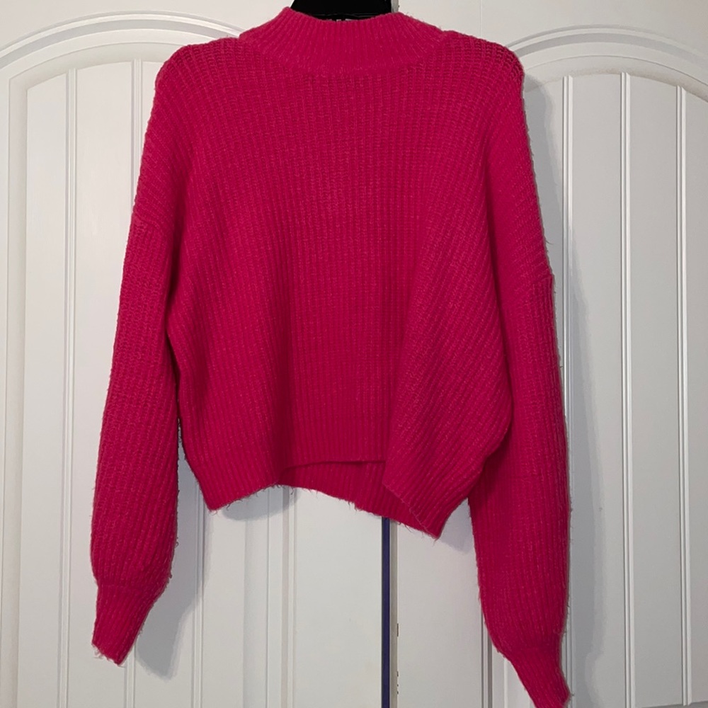 Womens Hot Pink/Cherise, Mock Neck Sweater